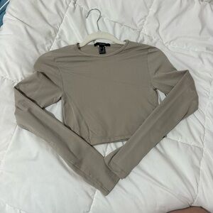 Forever 21 Tan Fitted Crop Blouse